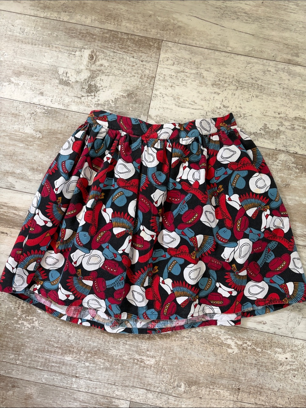 Women's cowgirl cowboy hat Red Patterned A-Line Skirt